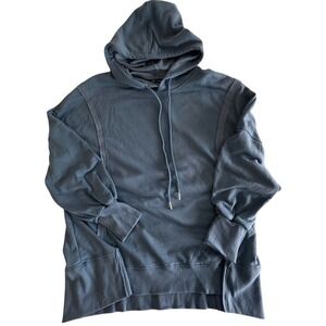 PrettyGarden Womens Oversized Hoodie Dusty Blue Exposed Seam Sweatshirt M 6037